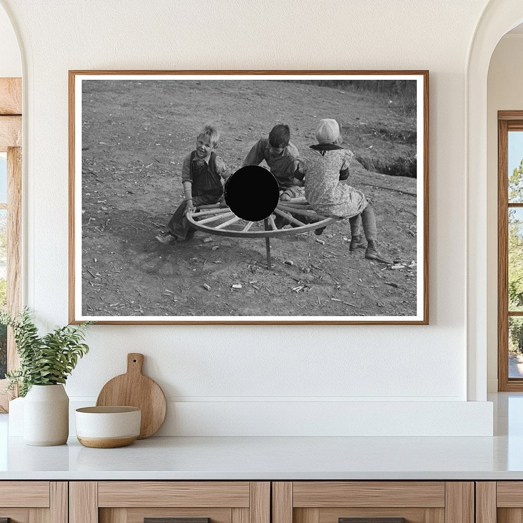 Farm Children on Merry - Go - Round Williams County 1937 - Available at KNOWOL