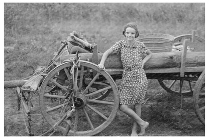 Farm Girl with Wagon in Morganza Louisiana 1938 - Available at KNOWOL