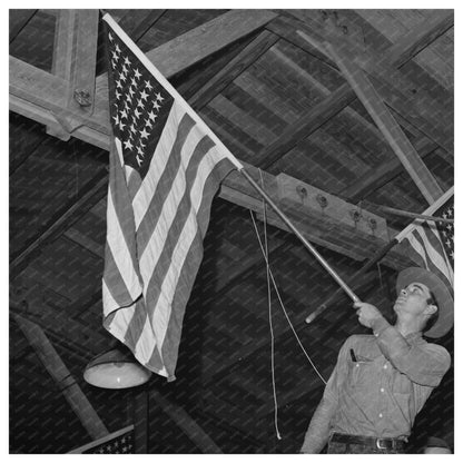 Farm Workers Camp Assembling Flags February 1942 - Available at KNOWOL