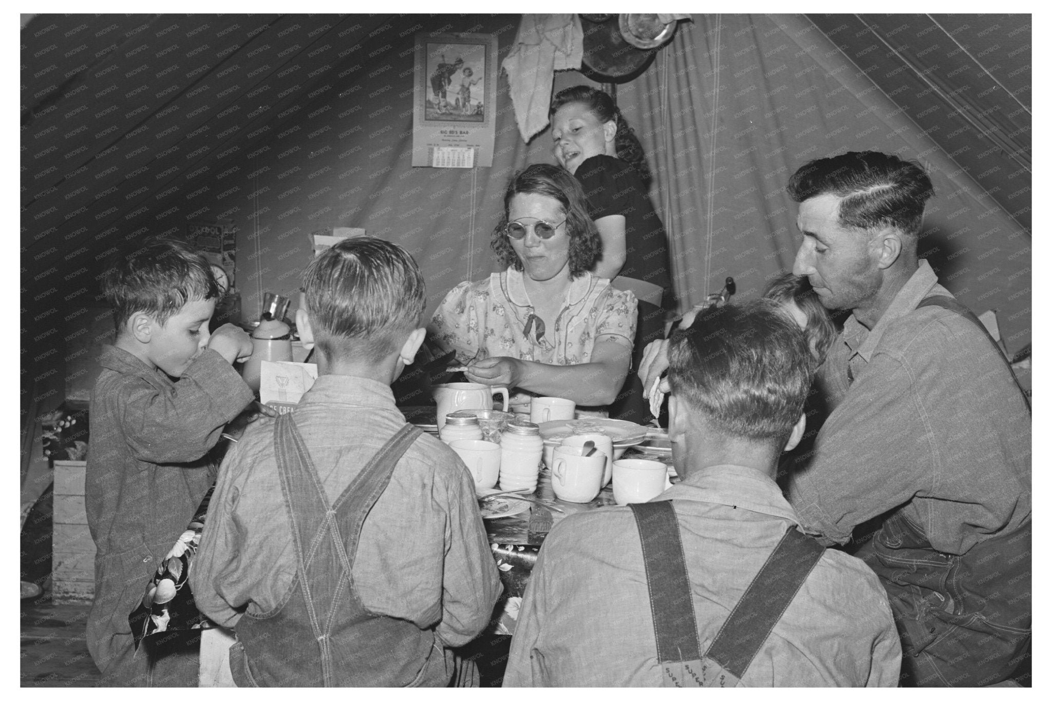 Farm Workers Dining in Tent Wilder Idaho May 1941 - Available at KNOWOL