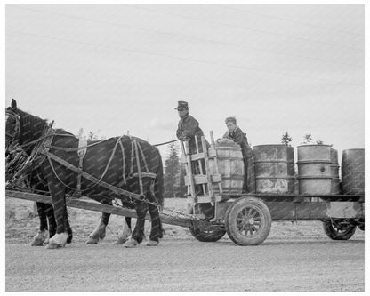 Farmer and Son Hauling Water Idaho 1939 - Available at KNOWOL