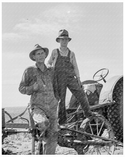 Farmer and Son with Tractor in Dust Bowl Era New Mexico June 1938 - Available at KNOWOL