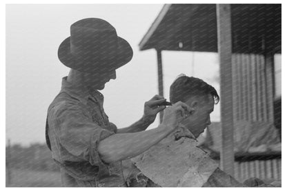 Farmer Cutting Brothers Hair in Caruthersville 1938 - Available at KNOWOL