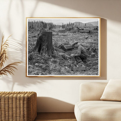 Farmer Detonating Tamarack Stump Bonner County Idaho 1939 - Available at KNOWOL