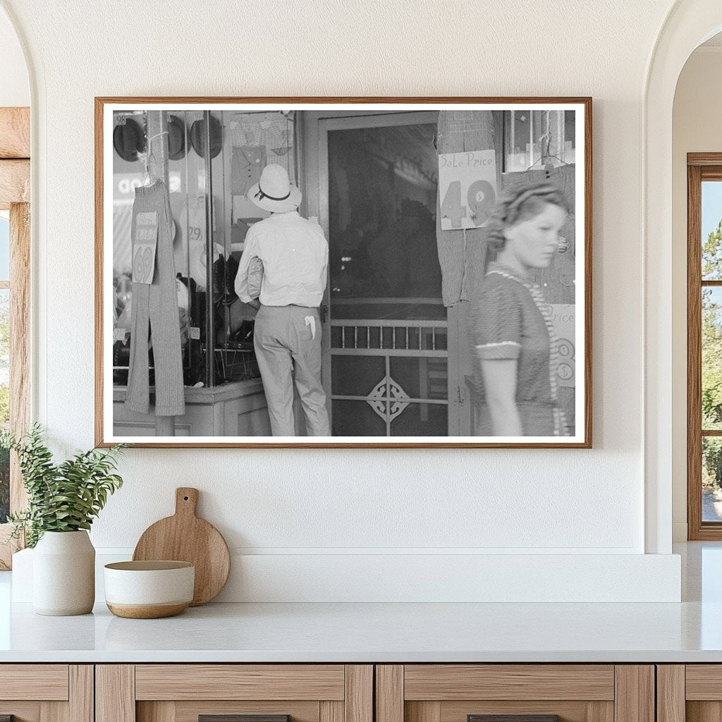 Farmer in Front of Dry Goods Store Steele Missouri 1938 - Available at KNOWOL