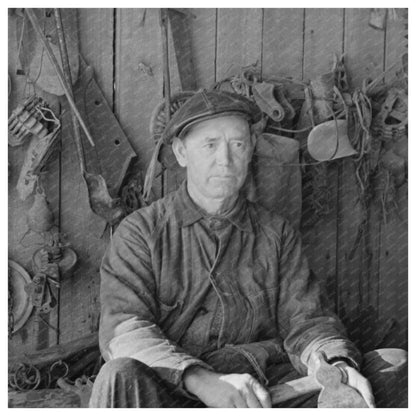 Farmer in Toolhouse McLeansboro Illinois 1937 - Available at KNOWOL