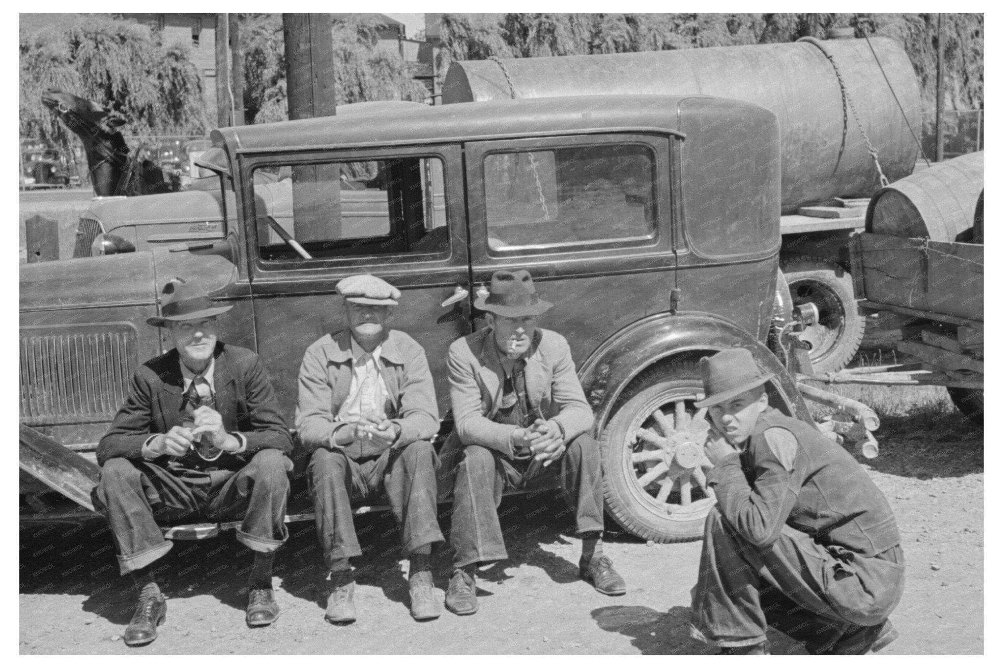 Farmer in Wagon at Liquid Feed Station Owensboro 1938 - Available at KNOWOL