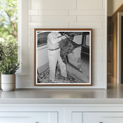 Farmer Unloading Turkey at Poultry House Brownwood 1939 - Available at KNOWOL