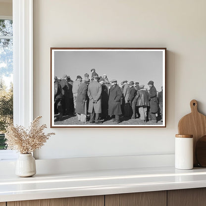 Farmers at Country Auction Lunch Shed Aledo Illinois 1936 - Available at KNOWOL