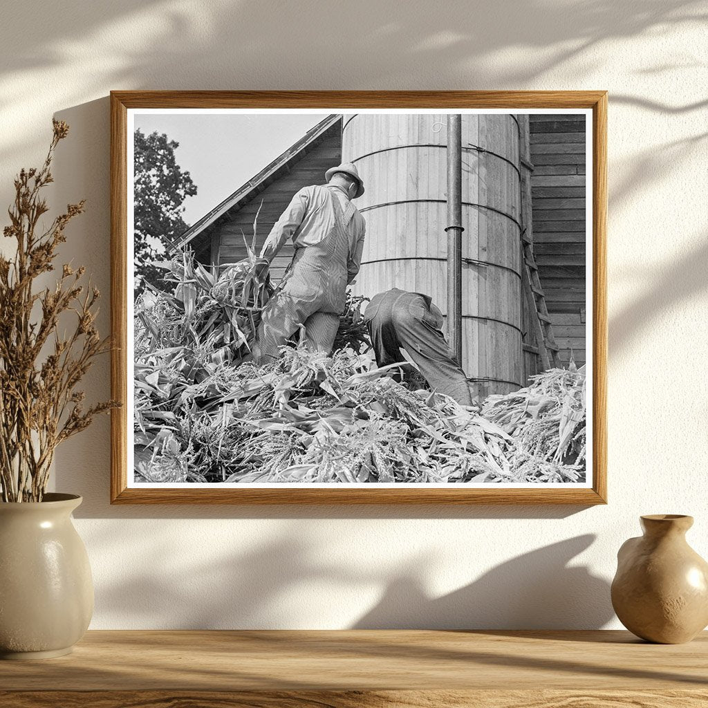 Farmers Feeding Corn into Ensilage Cutter Oregon 1939 - Available at KNOWOL