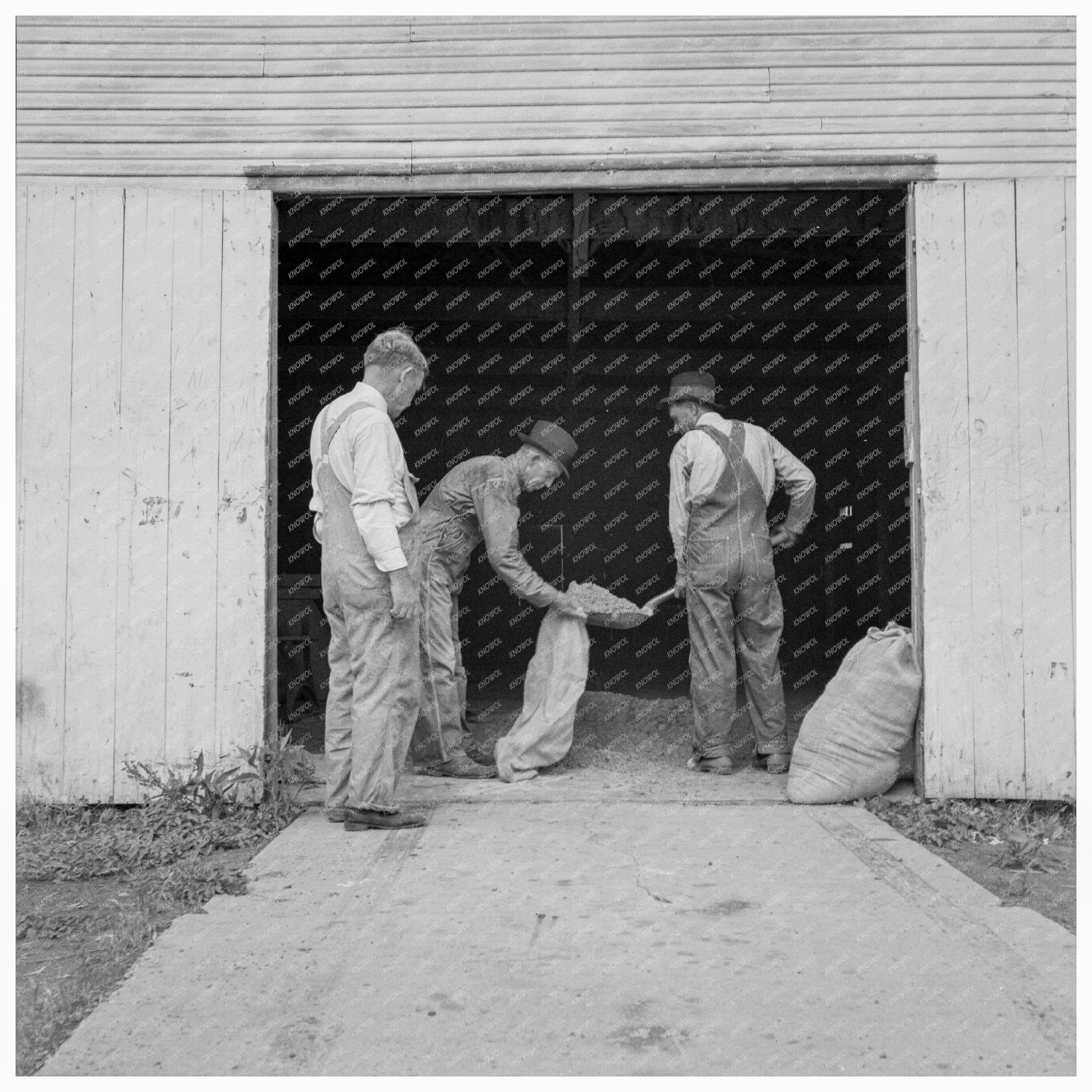 Farmers Sacking Grasshopper Bait Oklahoma City 1937 - Available at KNOWOL