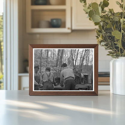 Farmers Sawing Wood for Fuel Aledo Illinois 1936 - Available at KNOWOL