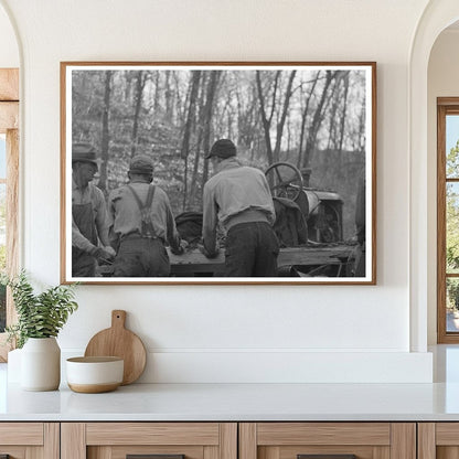 Farmers Sawing Wood for Fuel Aledo Illinois 1936 - Available at KNOWOL