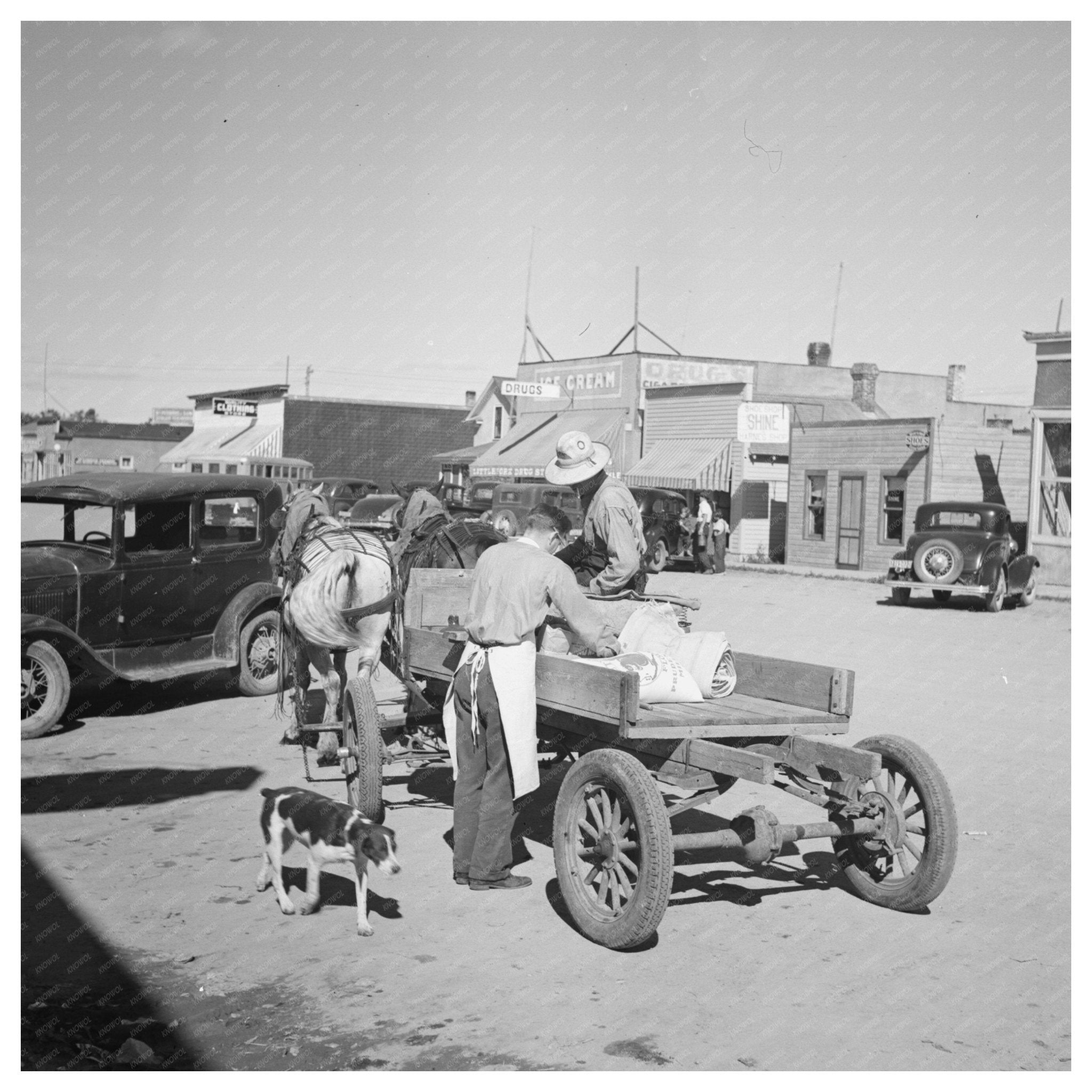 Farmers Wagon Loading Supplies Littlefork Minnesota 1937 - Available at KNOWOL