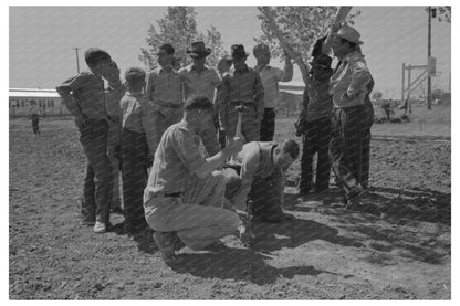 Farmworker Preparing for Horseshoe Contest Yuma Arizona 1942 - Available at KNOWOL