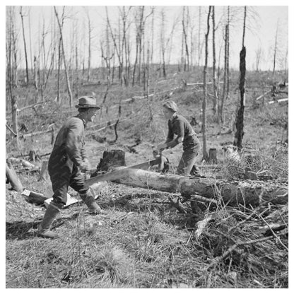 Father and Daughter Sawing Wood on Farm May 1937 - Available at KNOWOL