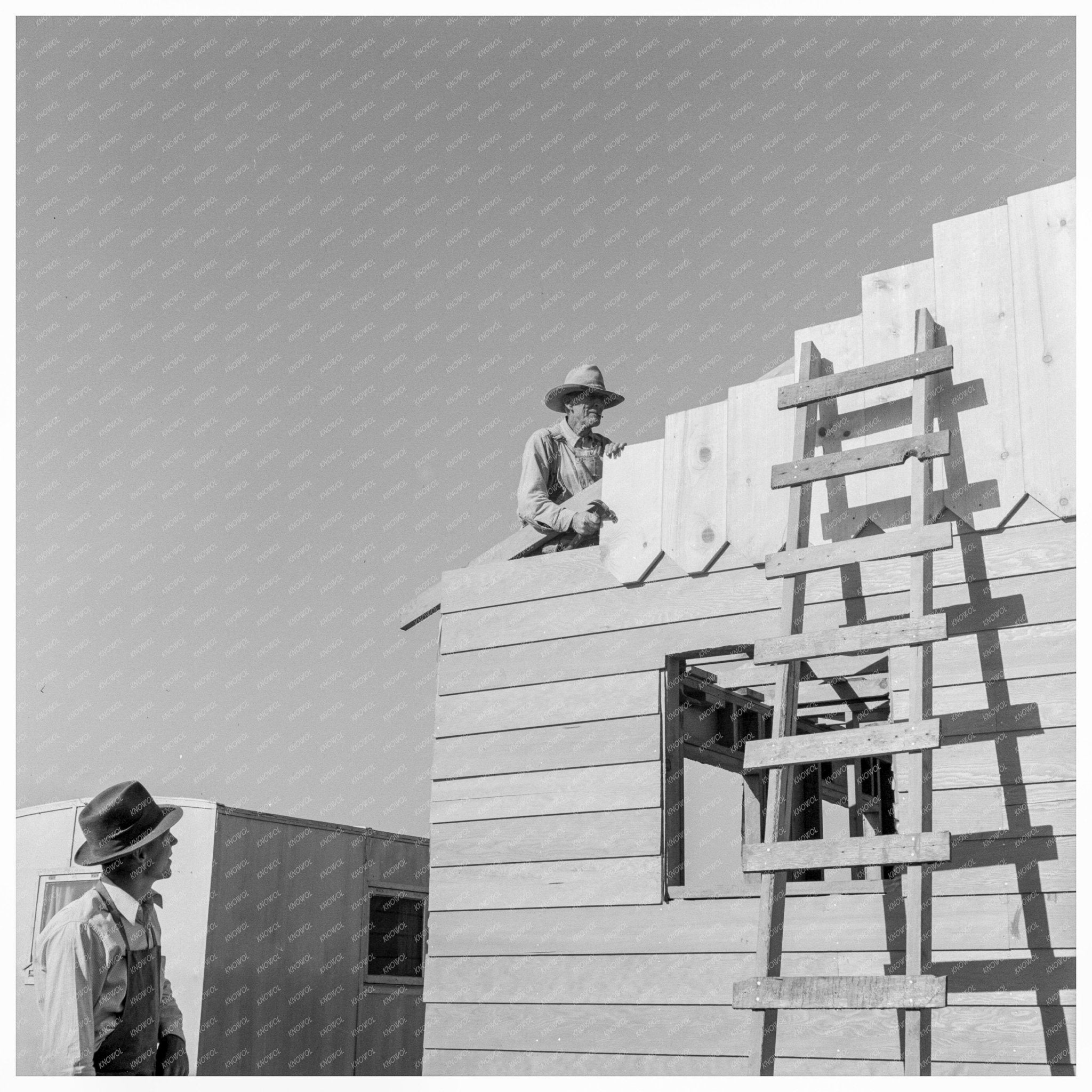 Father and Son Building a House in Salinas 1939 - Available at KNOWOL