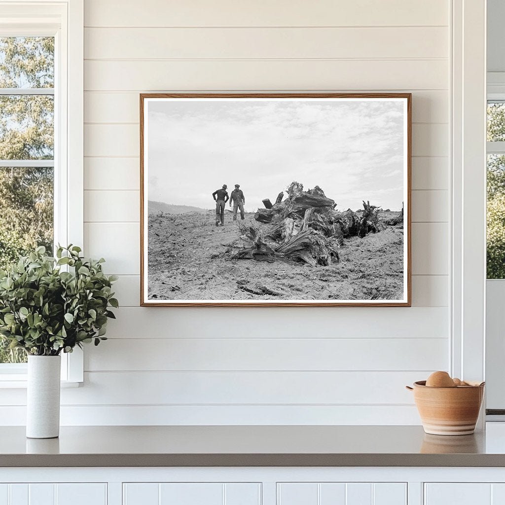 Father and Son on Cleared Stump Land Idaho 1939 - Available at KNOWOL