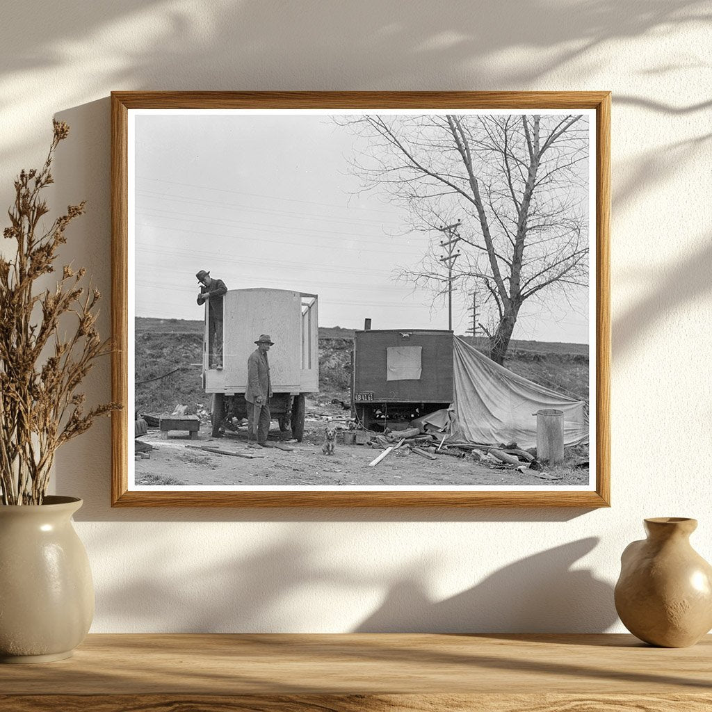 Father and Son with Mobile Home Yuba County 1935 - Available at KNOWOL