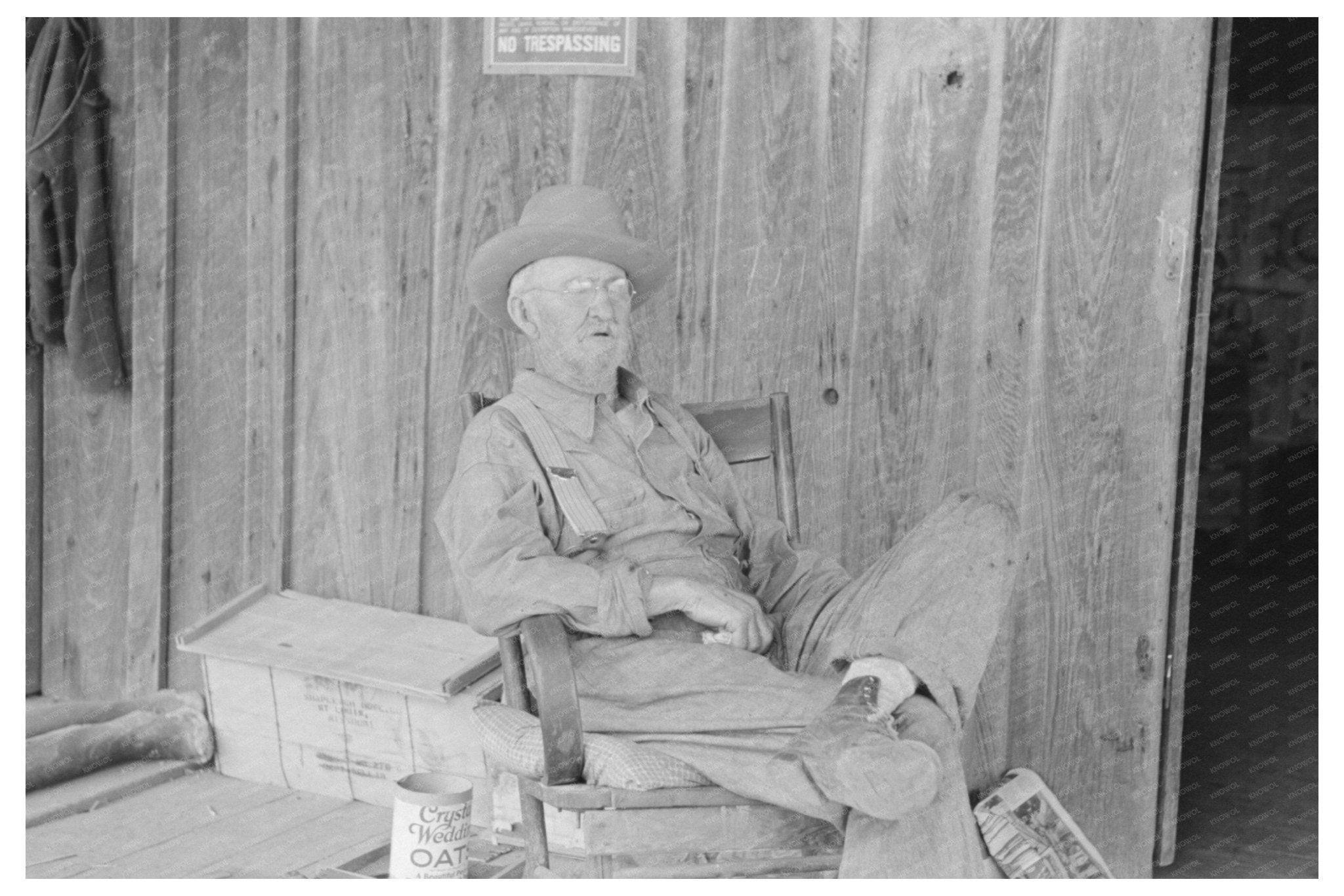 Father on Cabin Porch Southeast Missouri Farms 1938 - Available at KNOWOL