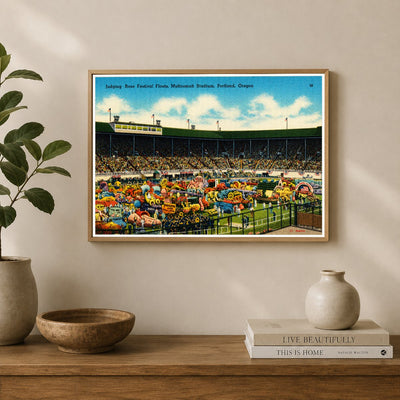 Portland, OR: Judging Rose Festival floats, Multnomah Stadium