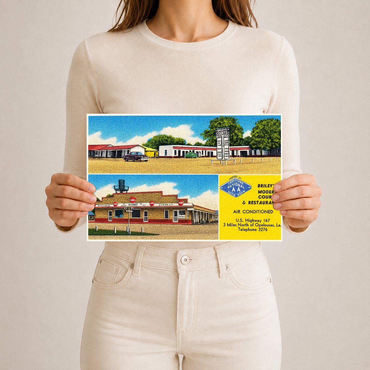 Opelousas, LA: Briley's Modern Courts & Restaurant, U.S. Highway 167, 3 miles north of Opelousas