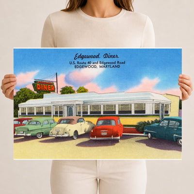 Edgewood Diner, U. S. Route 40 and Edgewood Road, Edgewood, Maryland — Vintage Maryland Postcard