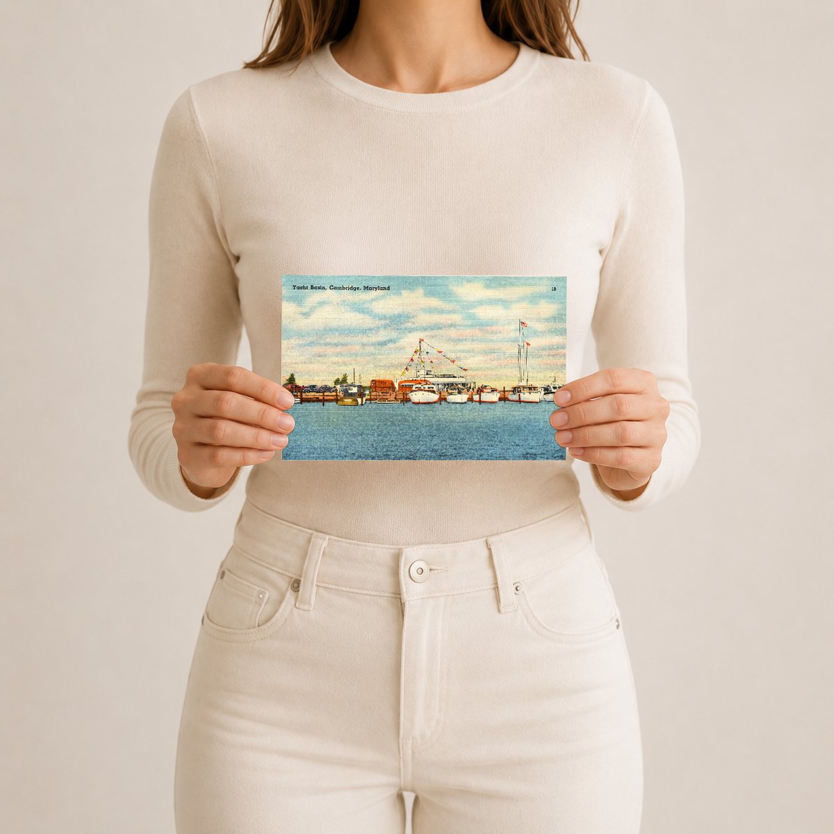 Yacht Basin, Cambridge, Maryland — Vintage Maryland Postcard