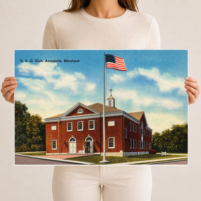 U. S. O. Club, Annapolis, Maryland — Vintage Maryland Postcard
