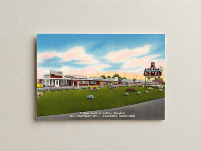 Mayflower Motel, 5 miles south of LaPlata, Maryland, U. S. Highway 301... Faulkner, Maryland — Vintage Maryland Postcard