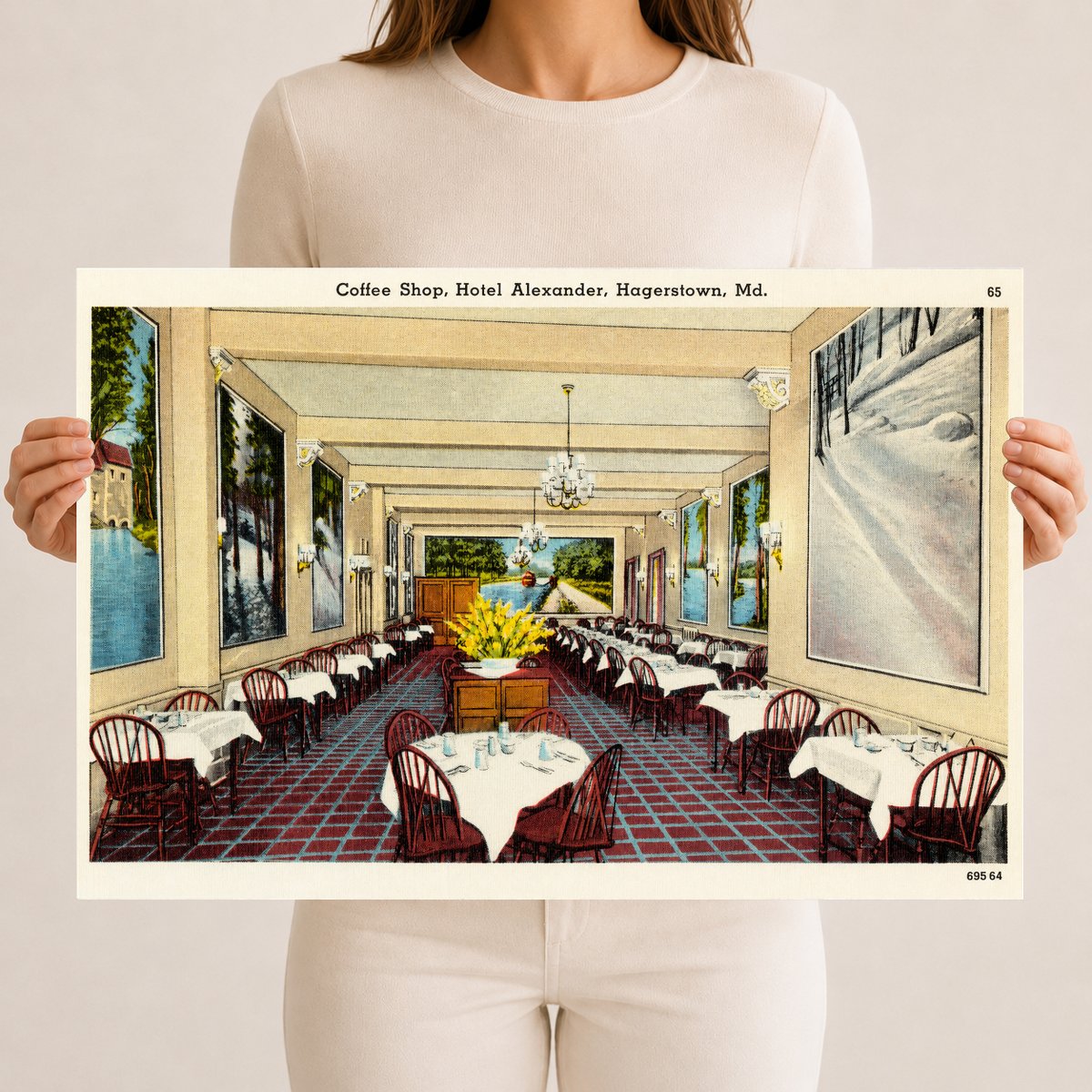 Coffee shop, Hotel Alexander, Hagerstown, Maryland — Vintage Maryland Postcard