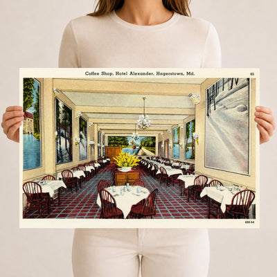 Coffee shop, Hotel Alexander, Hagerstown, Maryland — Vintage Maryland Postcard