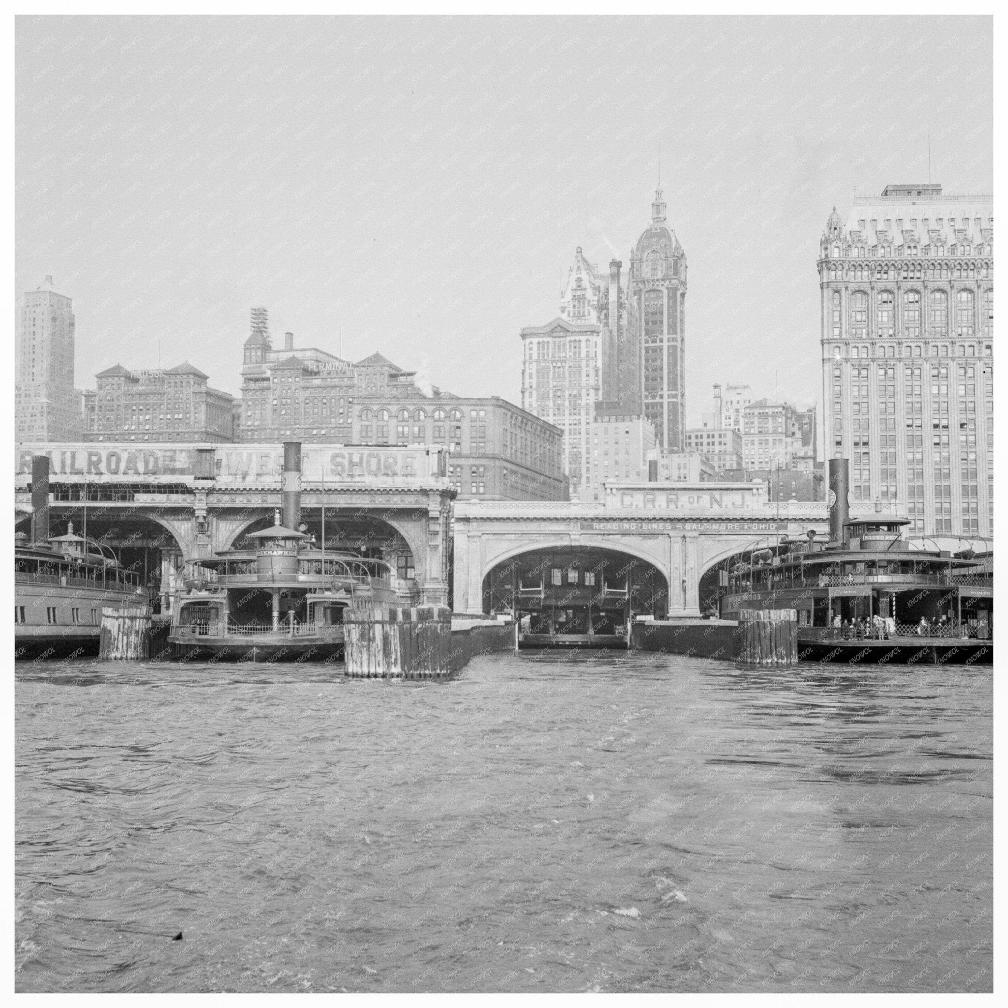 Ferry Boats and Train Connections in New York City 1939 - Available at KNOWOL