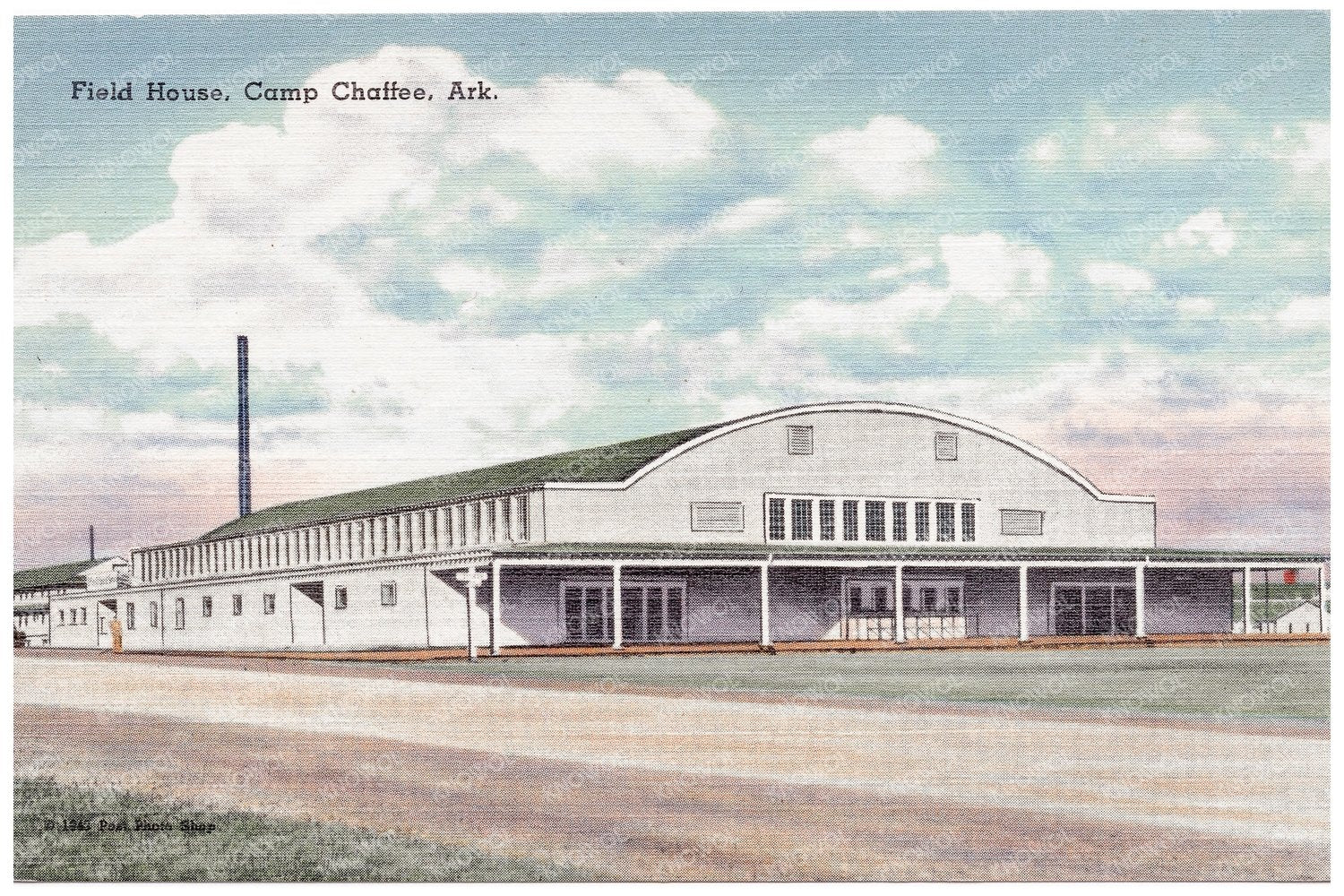 Field House Camp Chaffee Arkansas Postcard 1943 - Available at KNOWOL