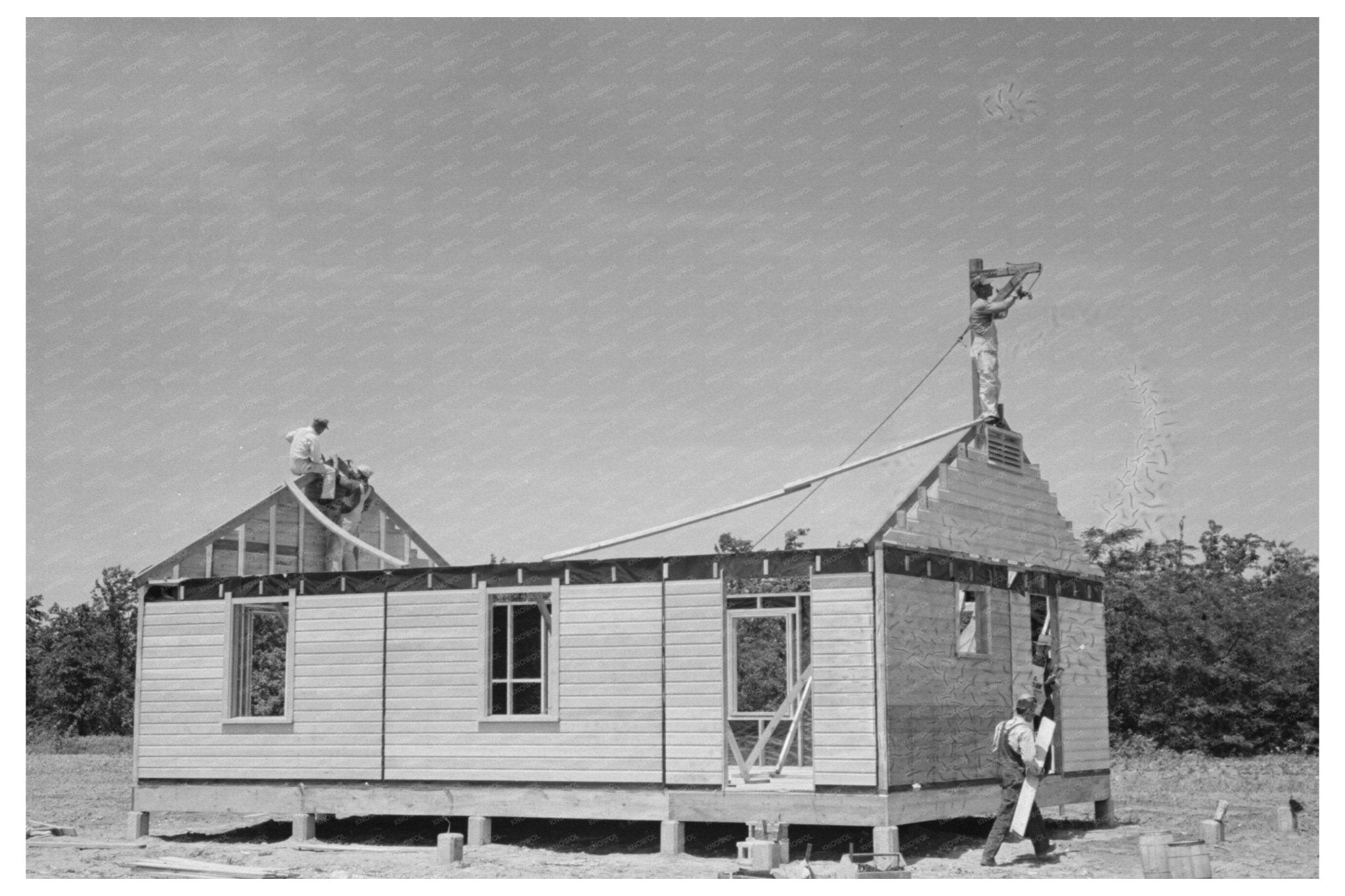 Field Houses Construction New Madrid County Missouri 1938 - Available at KNOWOL