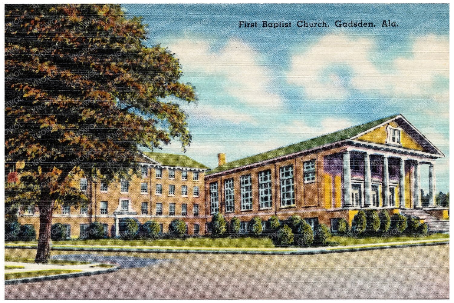 First Baptist Church Gadsden Alabama Postcard 1930 - 1945 - Available at KNOWOL