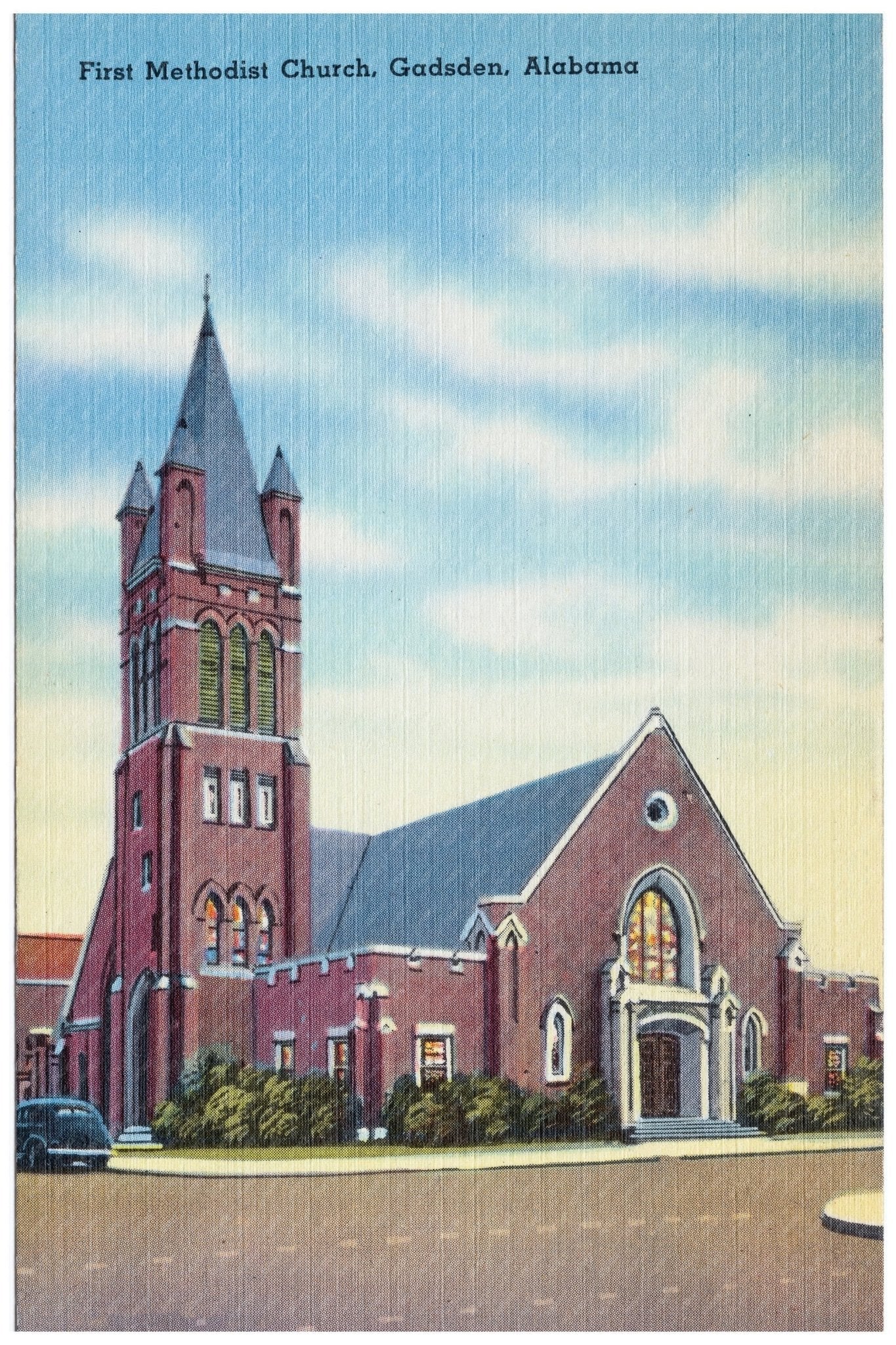 First Methodist Church Gadsden Alabama Vintage Postcard 1930 - 1945 - Available at KNOWOL