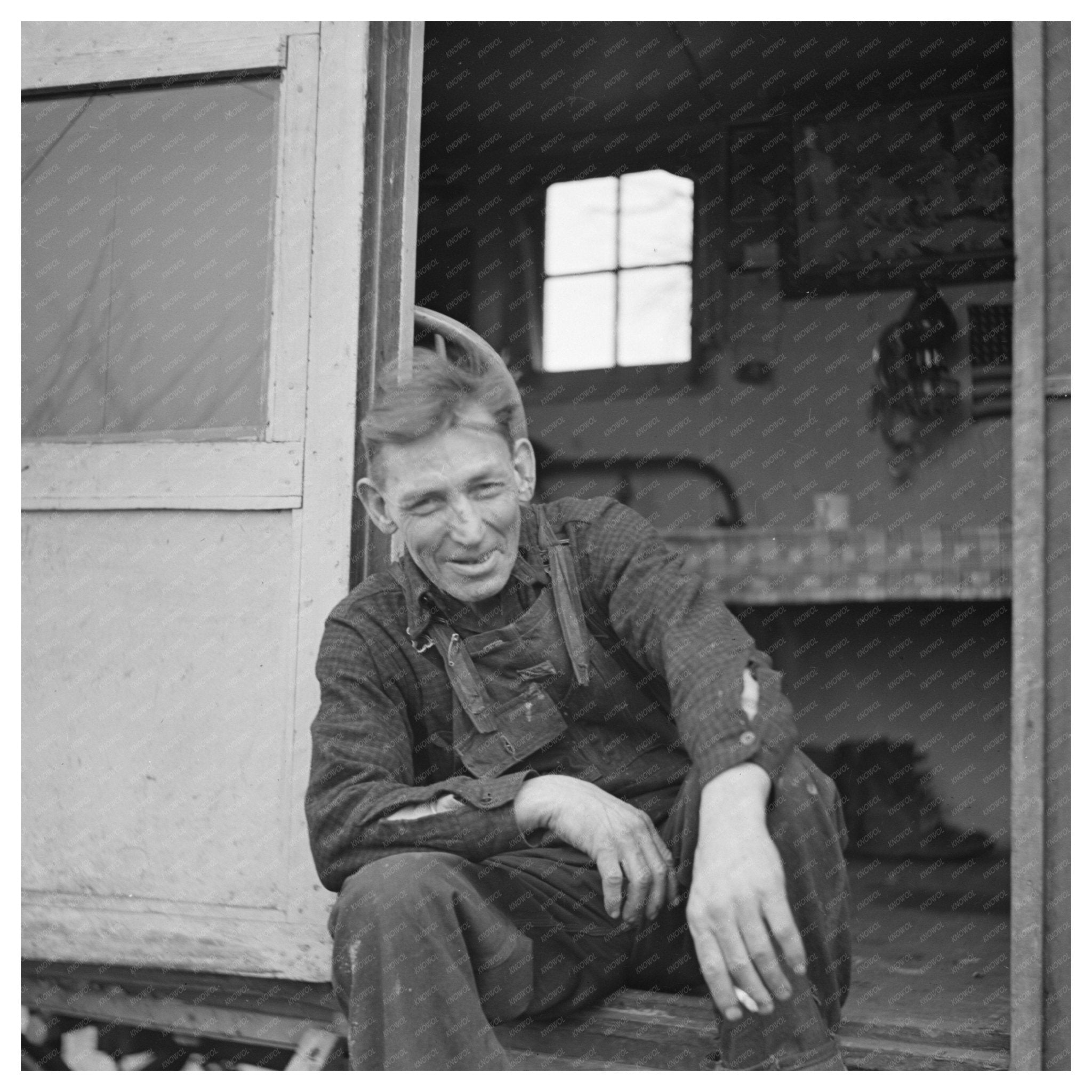 Fisherman by Trailer Home Ottawa Illinois January 1937 - Available at KNOWOL