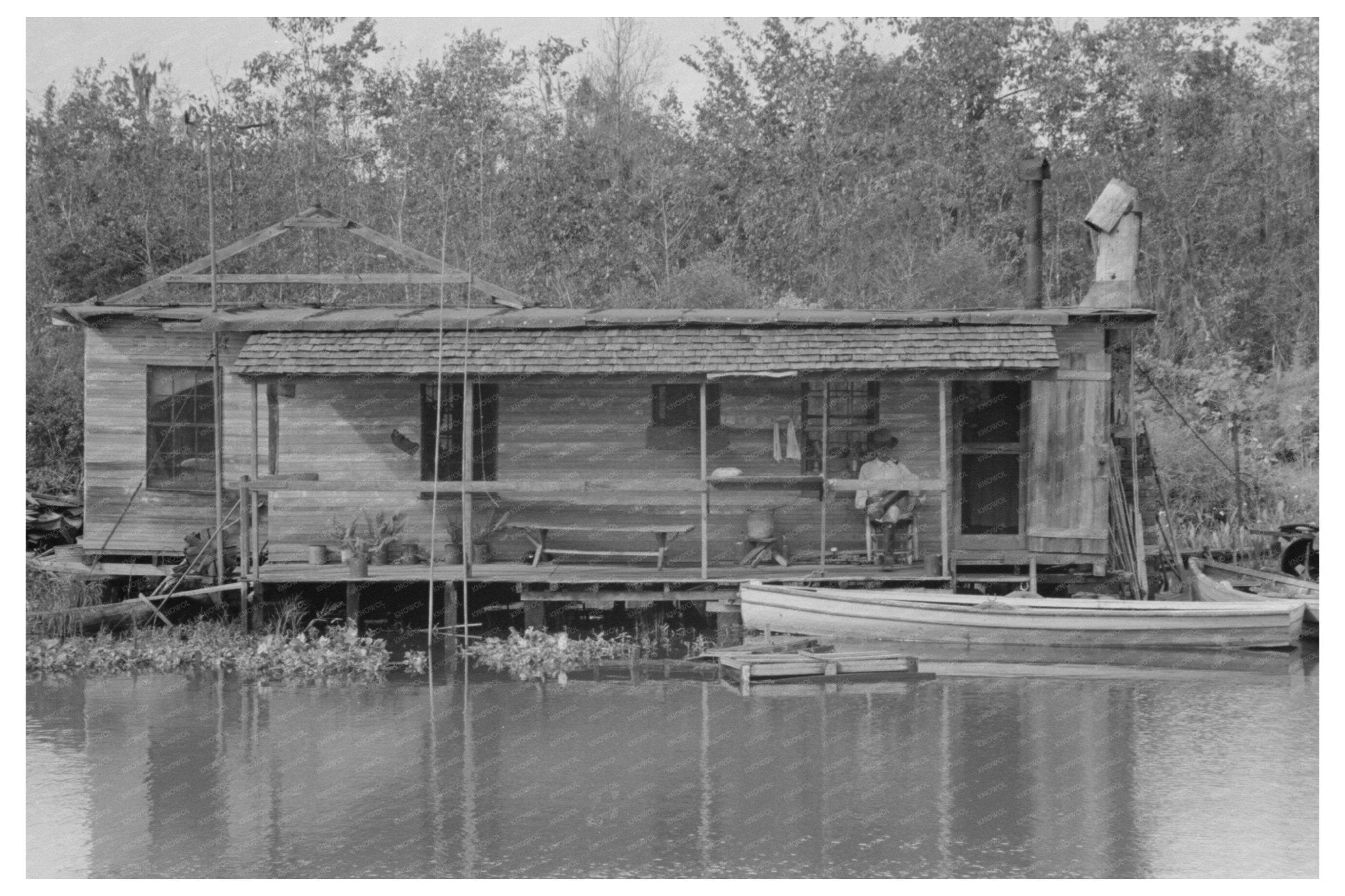 Fishermans Home on Bayou Akers Louisiana 1938 - Available at KNOWOL