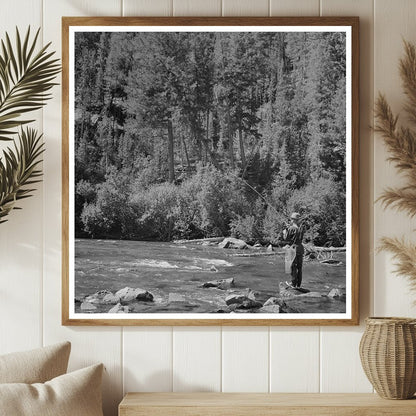 Fishing along Salmon River Custer County Idaho 1942 - Available at KNOWOL