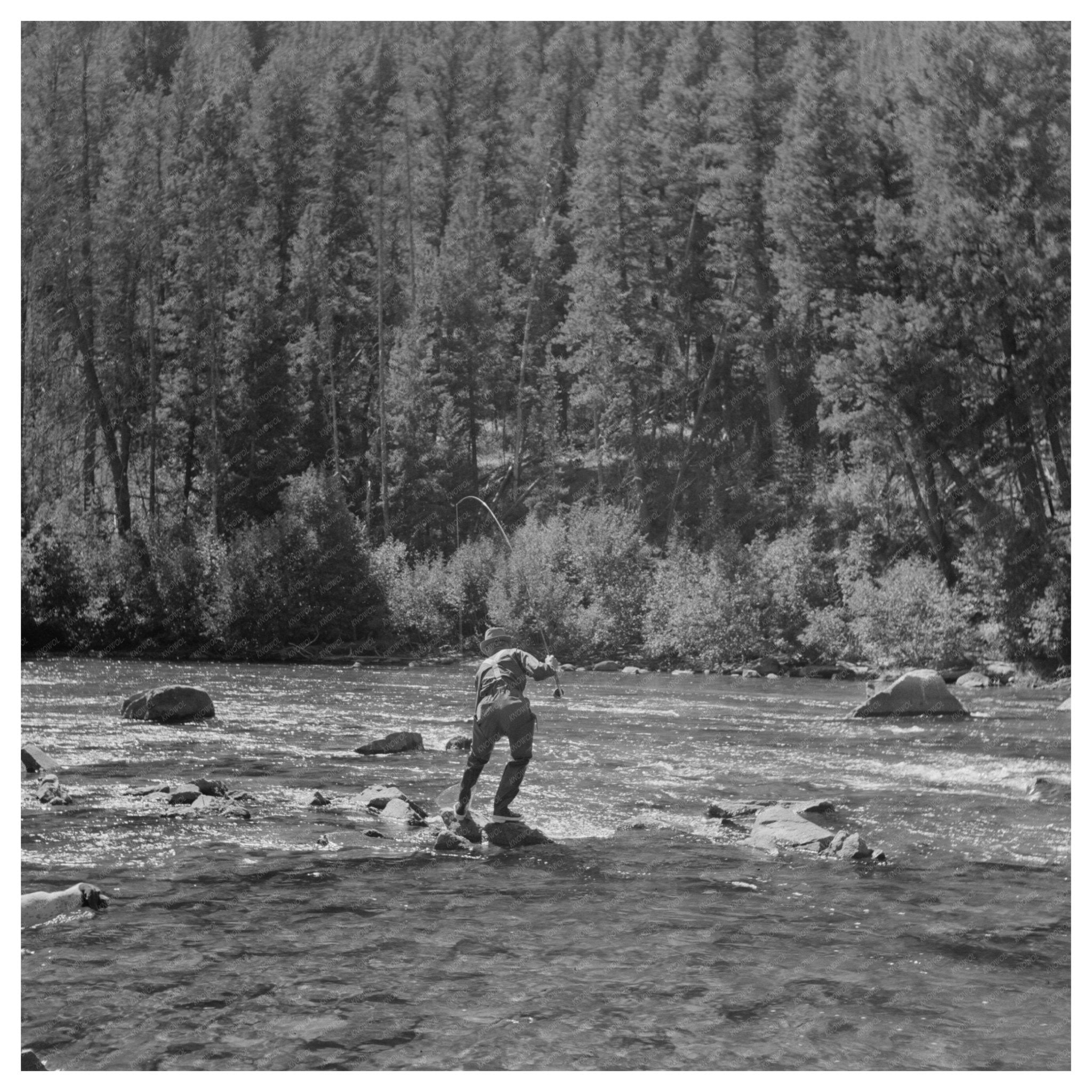 Fishing in Salmon River Valley Custer County Idaho 1942 - Available at KNOWOL