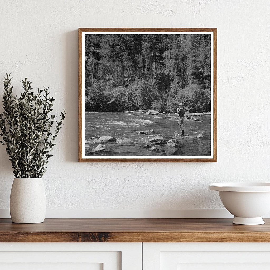 Fishing Scene in Salmon River Valley Idaho August 1942 - Available at KNOWOL