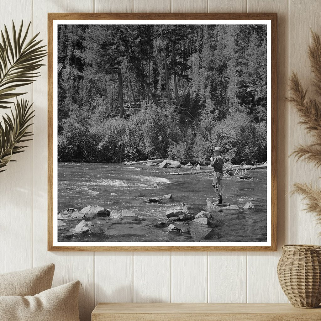 Fishing Scene in Salmon River Valley Idaho August 1942 - Available at KNOWOL