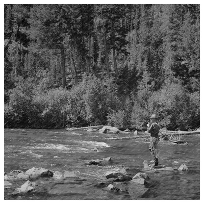 Fishing Scene in Salmon River Valley Idaho August 1942 - Available at KNOWOL