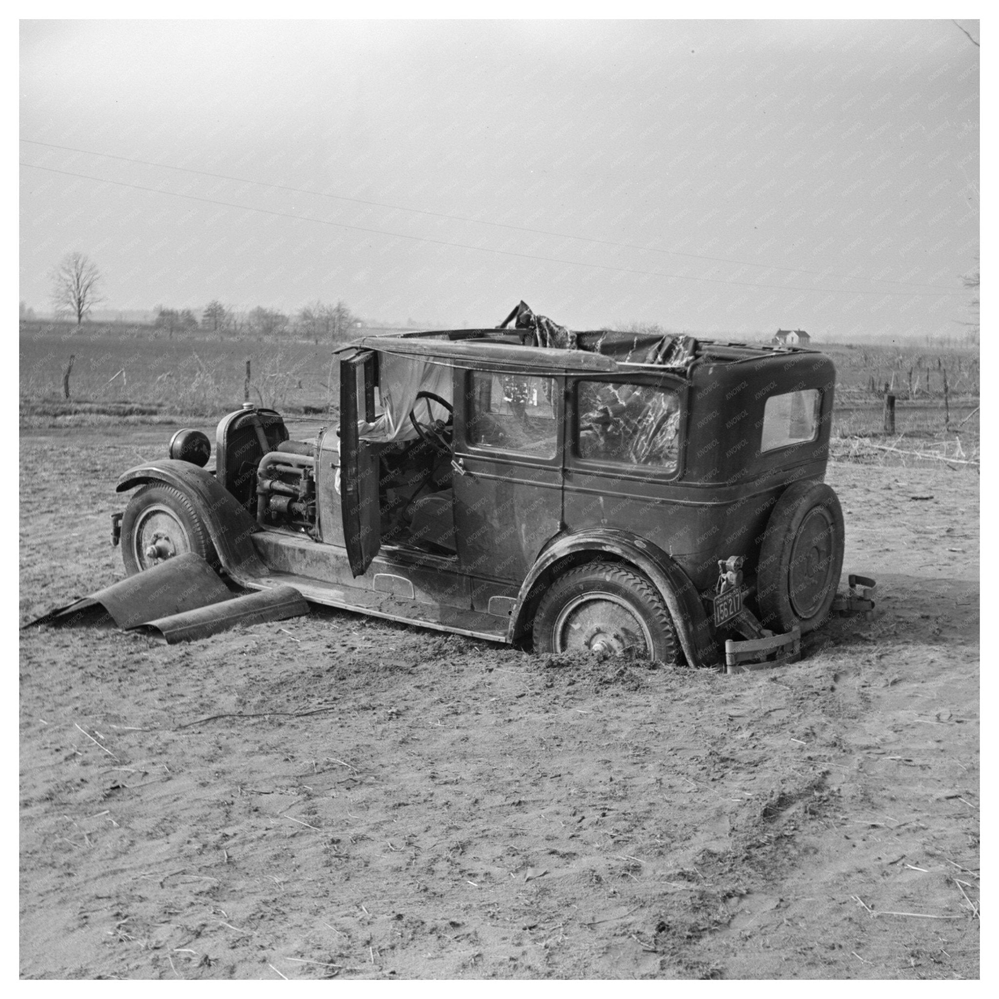 Flooded Automobile on Mackey Ferry Road Indiana February 1937 - Available at KNOWOL