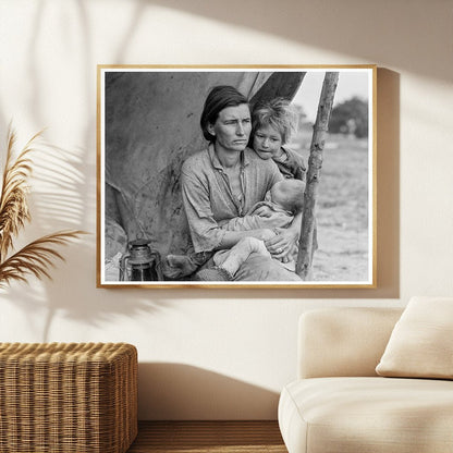 Florence Thompson and Children in Nipomo Pea Pickers Camp 1936 - Available at KNOWOL