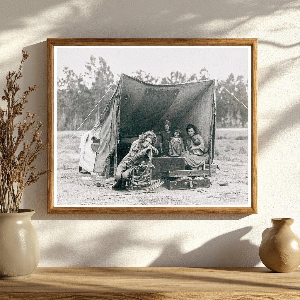 Florence Thompson and Children Tent Shelter 1936 - Available at KNOWOL