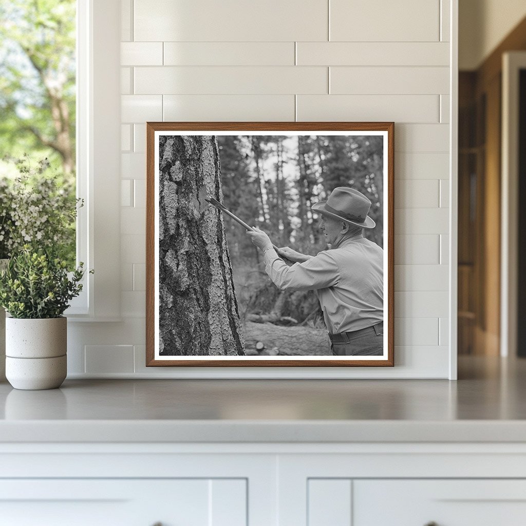 Forest Service Worker Marking Tree for Hines Lumber 1942 - Available at KNOWOL