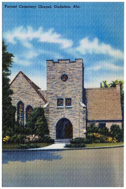 Forrest Cemetery Chapel Postcard Gadsden Alabama 1930 - 1945 - Available at KNOWOL