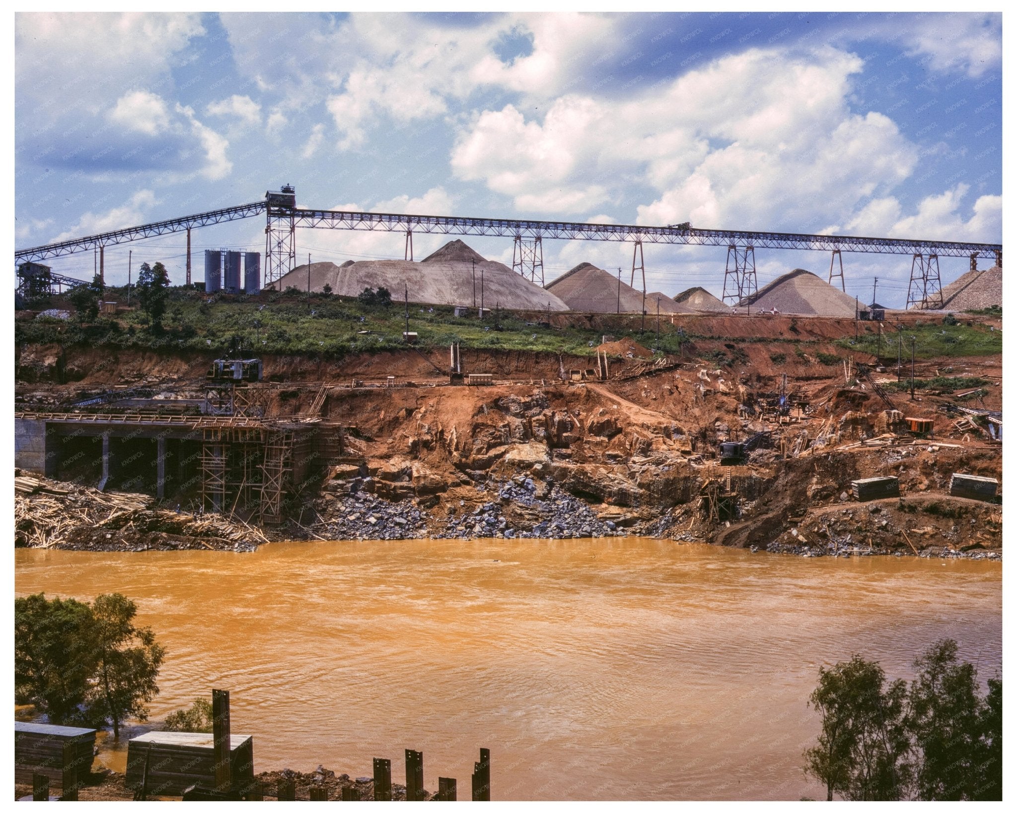 Fort Loudon Dam Aggregate Storage June 1942 - Available at KNOWOL